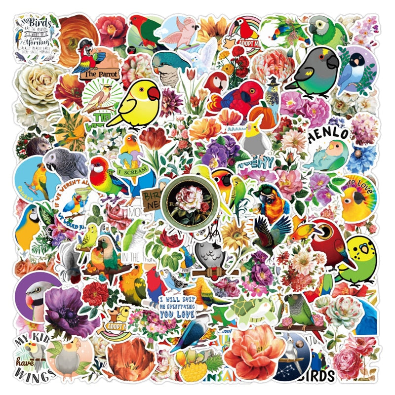 Flower Parrot Bird Stickers