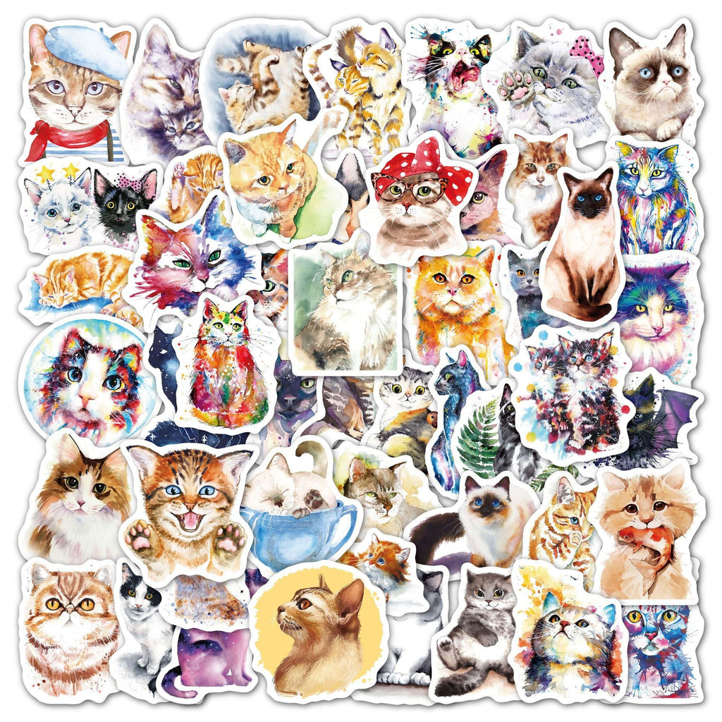 Watercolor Cat Stickers